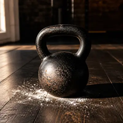 Kettlebell de ferro no piso da academia